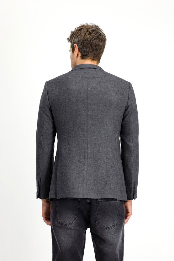 Erkek Giyim - Super Slim Fit Ekstra Dar Kesim Desenli Spor Ceket
