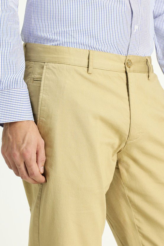 Erkek Giyim - Slim Fit Dar Kesim Likralı Kanvas / Chino Pantolon