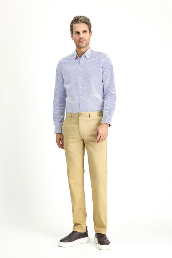Erkek Giyim - Slim Fit Dar Kesim Likralı Kanvas / Chino Pantolon
