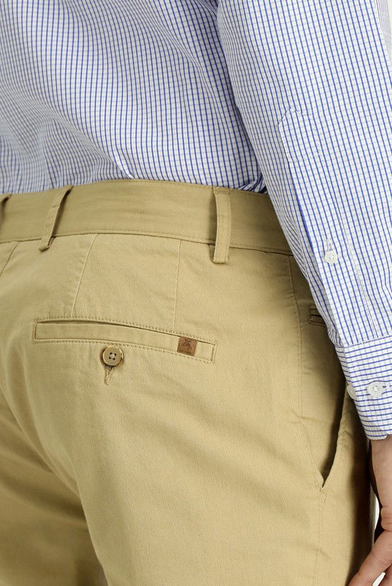 Erkek Giyim - Slim Fit Dar Kesim Likralı Kanvas / Chino Pantolon