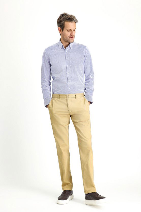 Erkek Giyim - Slim Fit Dar Kesim Likralı Kanvas / Chino Pantolon