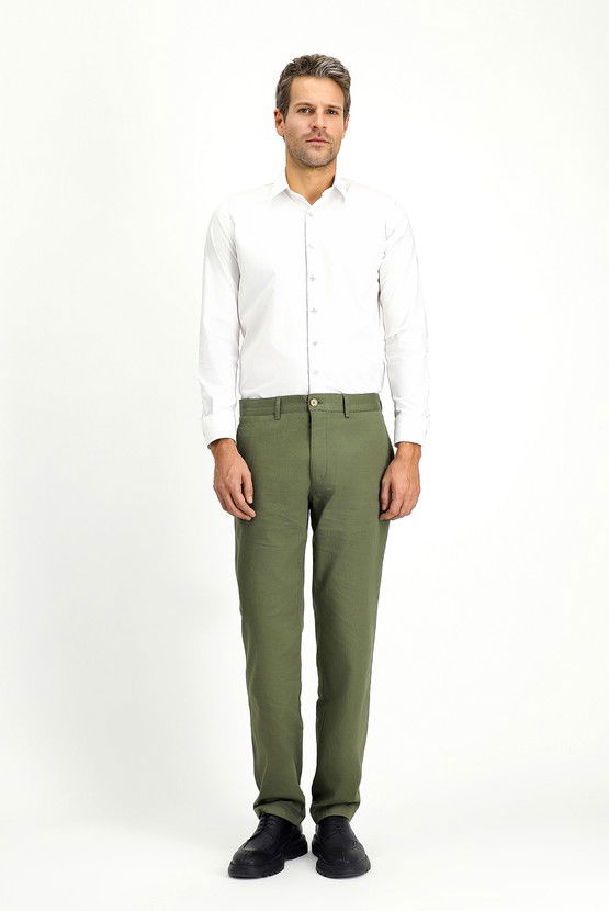 Erkek Giyim - Regular Fit Likralı Kanvas / Chino Pantolon