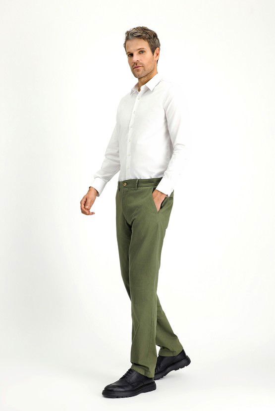 Erkek Giyim - Regular Fit Likralı Kanvas / Chino Pantolon