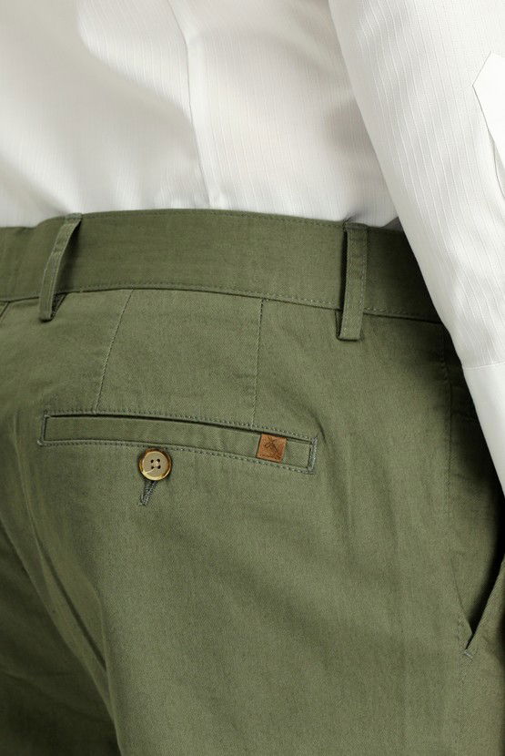 Erkek Giyim - Regular Fit Likralı Kanvas / Chino Pantolon