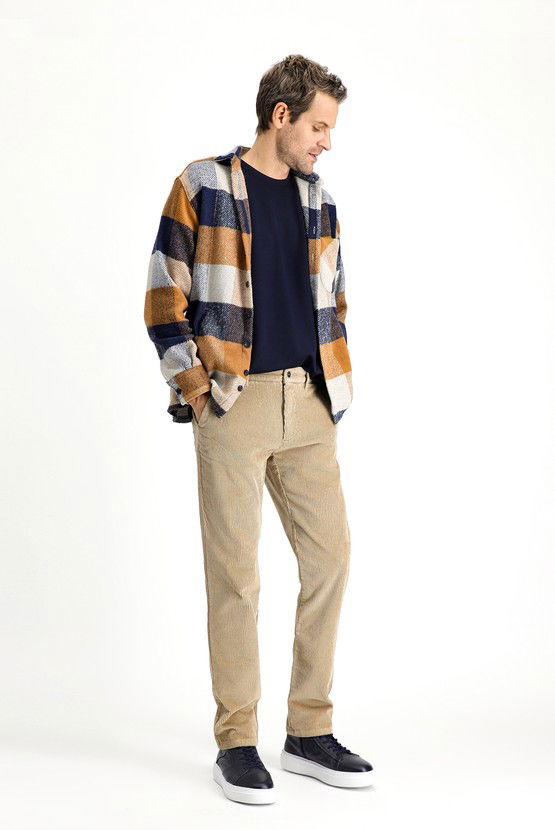 Erkek Giyim - Regular Fit Pamuk Kadife Pantolon