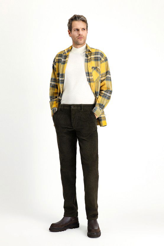 Erkek Giyim - Regular Fit Pamuk Kadife Pantolon