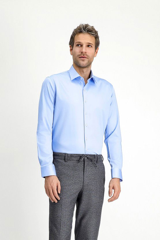 Erkek Giyim - Uzun Kol Slim Fit Dar Kesim Klasik Pamuk Gömlek
