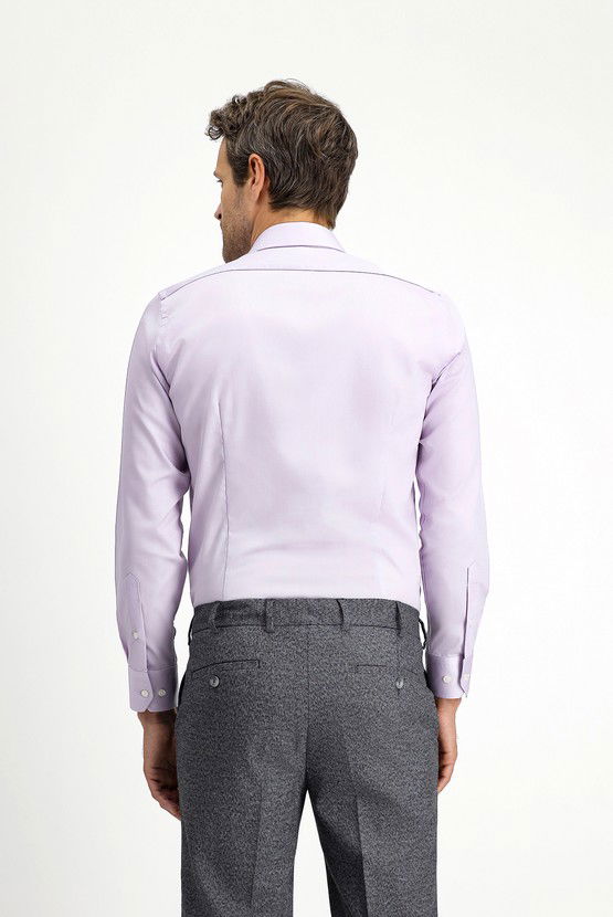 Erkek Giyim - Uzun Kol Slim Fit Dar Kesim Klasik Non Iron Saten Pamuklu Gömlek