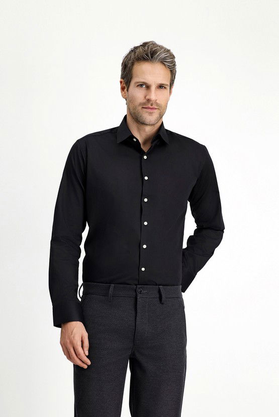 Erkek Giyim - Uzun Kol Slim Fit Dar Kesim Klasik Pamuk Gömlek
