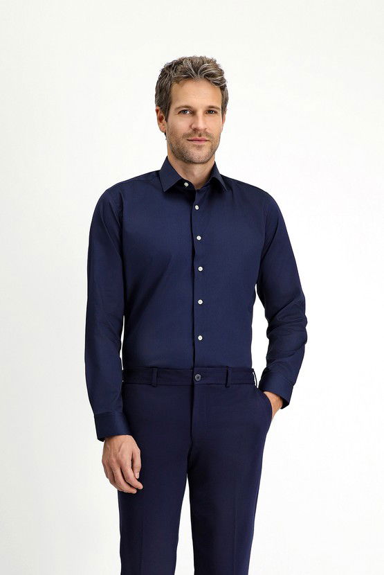 Erkek Giyim - Uzun Kol Slim Fit Dar Kesim Klasik Pamuk Gömlek