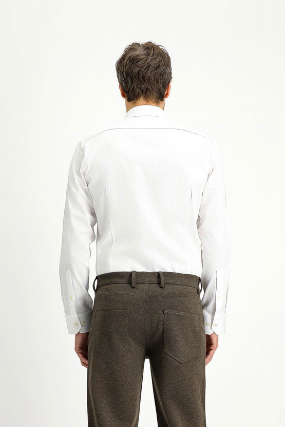 Erkek Giyim - Uzun Kol Slim Fit Dar Kesim Klasik Pamuk Gömlek
