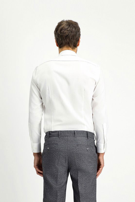 Erkek Giyim - Uzun Kol Slim Fit Dar Kesim Klasik Pamuk Gömlek