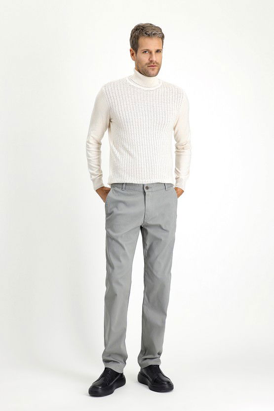 Erkek Giyim - Regular Fit Desenli Likralı Kanvas / Chino Pantolon