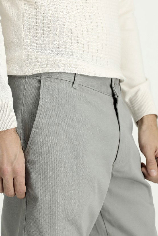 Erkek Giyim - Regular Fit Desenli Likralı Kanvas / Chino Pantolon