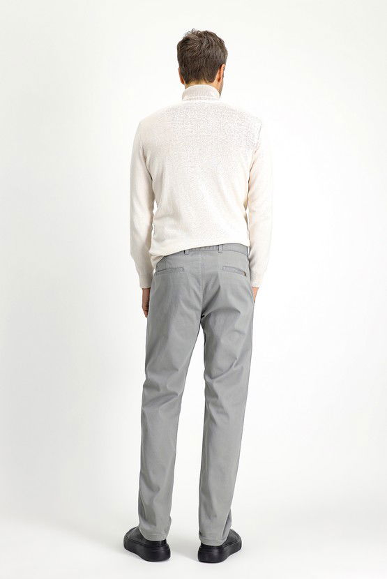 Erkek Giyim - Regular Fit Desenli Likralı Kanvas / Chino Pantolon