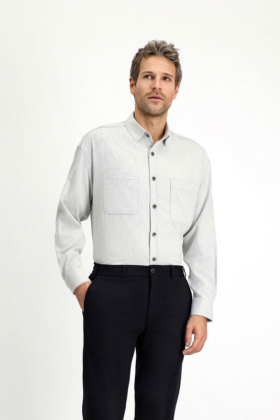 Erkek Giyim - Uzun Kol Oversize Pamuklu Oduncu Gömlek