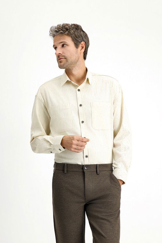 Erkek Giyim - Uzun Kol Oversize Pamuklu Oduncu Gömlek