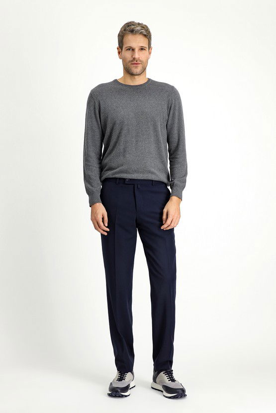 Erkek Giyim - Slim Fit Dar Kesim Likralı Klasik Kumaş Pantolon