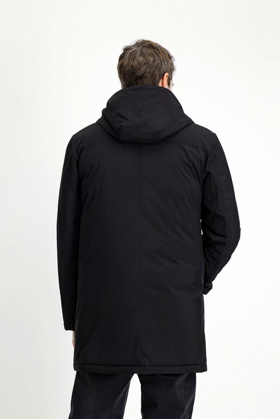 Erkek Giyim - Slim Fit Dar Kesim Kapüşonlu Spor Şişme Kaban
