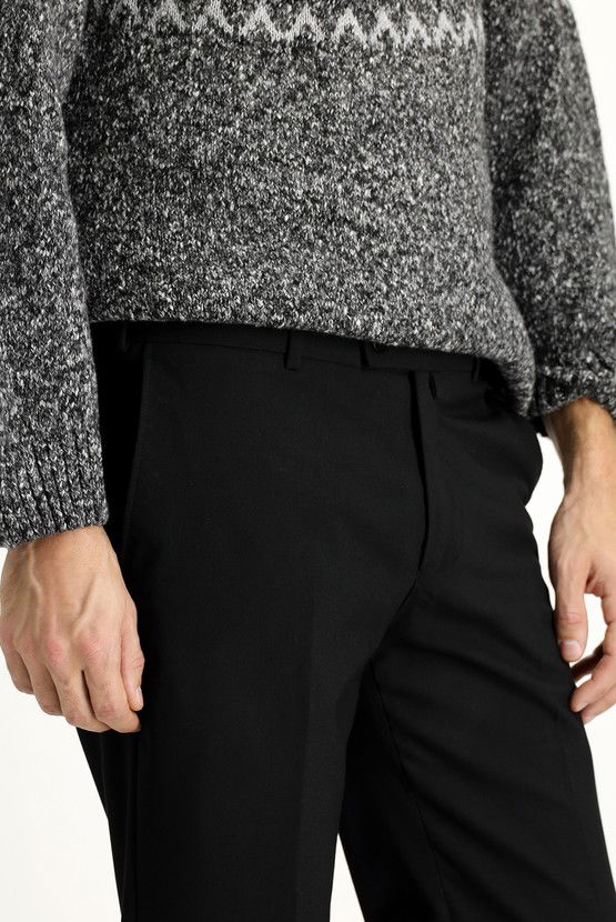 Erkek Giyim - Slim Fit Dar Kesim Yünlü Klasik Kumaş Pantolon