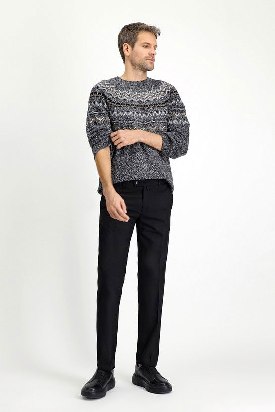 Erkek Giyim - Slim Fit Dar Kesim Yünlü Klasik Kumaş Pantolon
