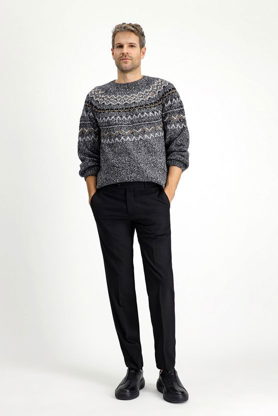 Erkek Giyim - Slim Fit Dar Kesim Yünlü Klasik Kumaş Pantolon