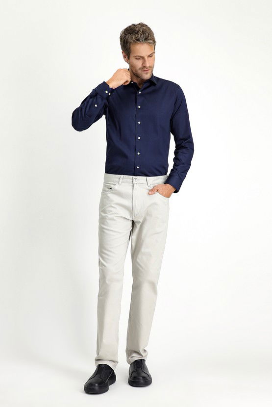 Erkek Giyim - Regular Fit Likralı Kanvas / Chino Pantolon