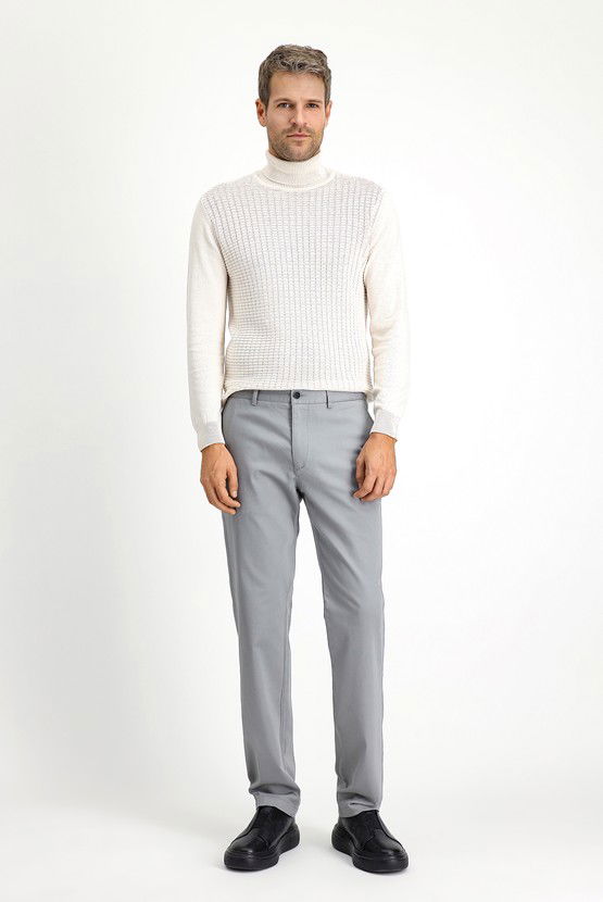 Erkek Giyim - Regular Fit Likralı Kanvas / Chino Pantolon
