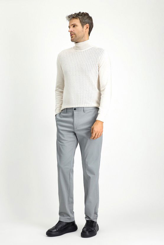 Erkek Giyim - Regular Fit Likralı Kanvas / Chino Pantolon