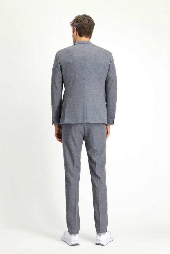 Erkek Giyim - Super Slim Fit Ekstra Dar Kesim Pamuklu Örme Klasik Kumaş Pantolon