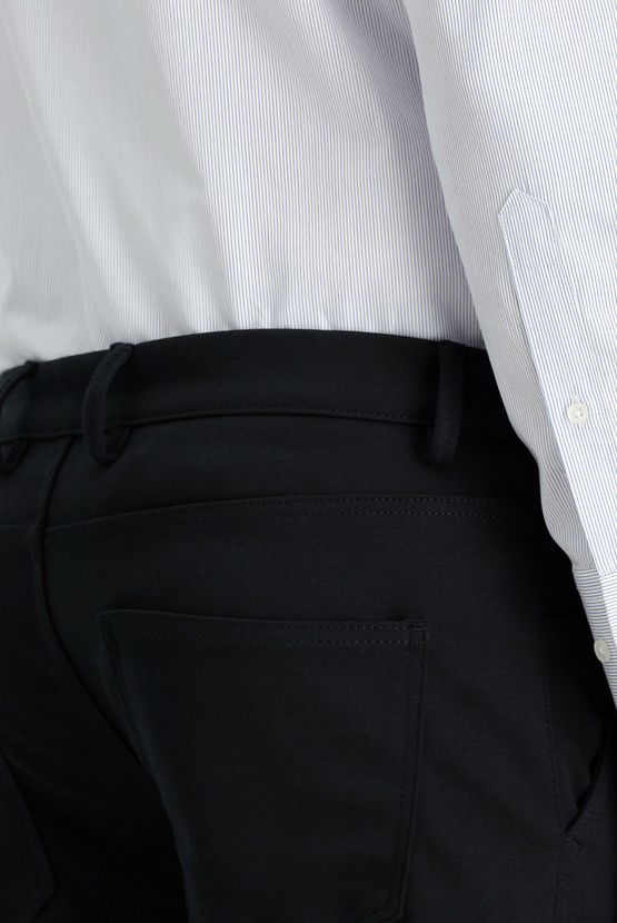 Erkek Giyim - Slim Fit Dar Kesim Likralı Örme Klasik Kumaş Pantolon
