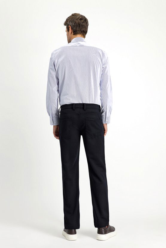 Erkek Giyim - Slim Fit Dar Kesim Likralı Örme Klasik Kumaş Pantolon