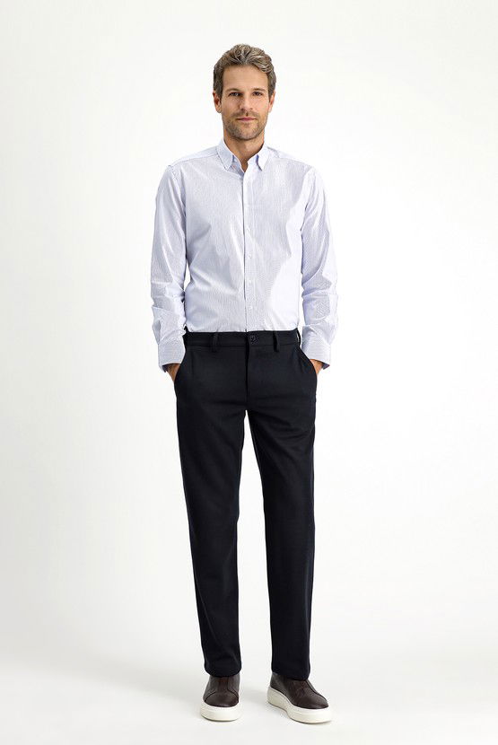 Erkek Giyim - Slim Fit Dar Kesim Likralı Örme Klasik Kumaş Pantolon
