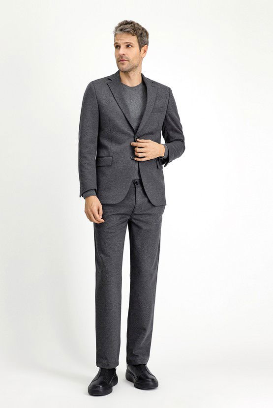 Erkek Giyim - Slim Fit Dar Kesim Likralı Örme Klasik Kumaş Pantolon