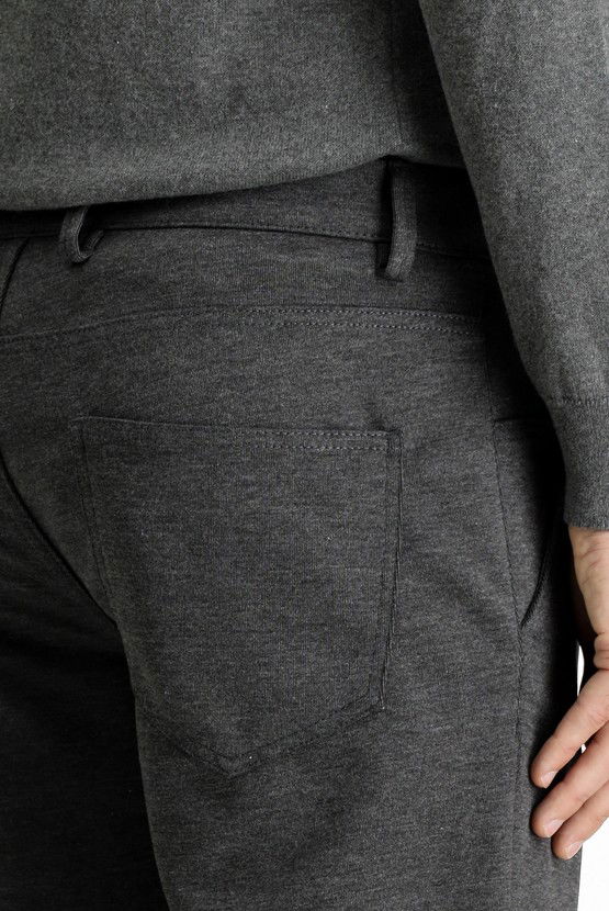 Erkek Giyim - Slim Fit Dar Kesim Likralı Örme Klasik Kumaş Pantolon