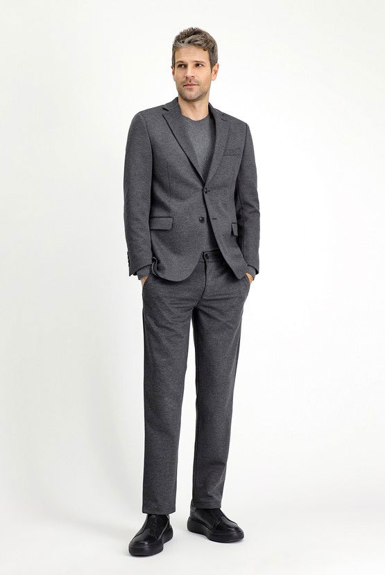 Erkek Giyim - Slim Fit Dar Kesim Likralı Örme Klasik Kumaş Pantolon