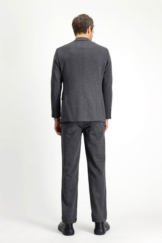 Erkek Giyim - Slim Fit Dar Kesim Likralı Örme Klasik Kumaş Pantolon