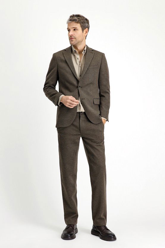 Erkek Giyim - Slim Fit Dar Kesim Likralı Örme Klasik Kumaş Pantolon