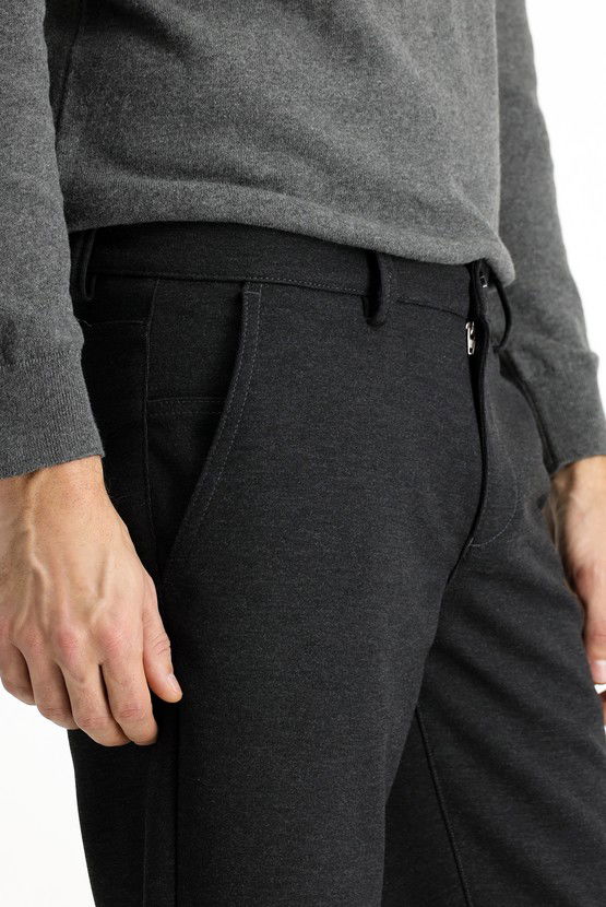 Erkek Giyim - Slim Fit Dar Kesim Likralı Örme Klasik Kumaş Pantolon