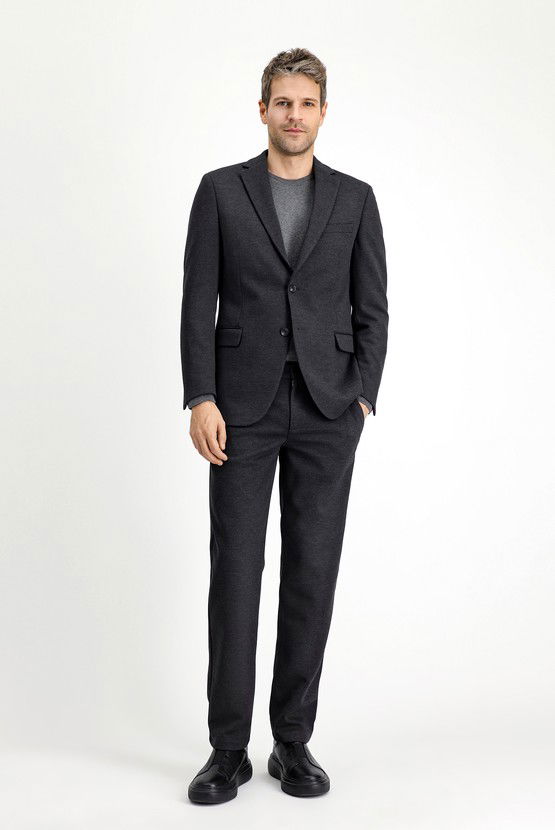 Erkek Giyim - Slim Fit Dar Kesim Likralı Örme Klasik Kumaş Pantolon