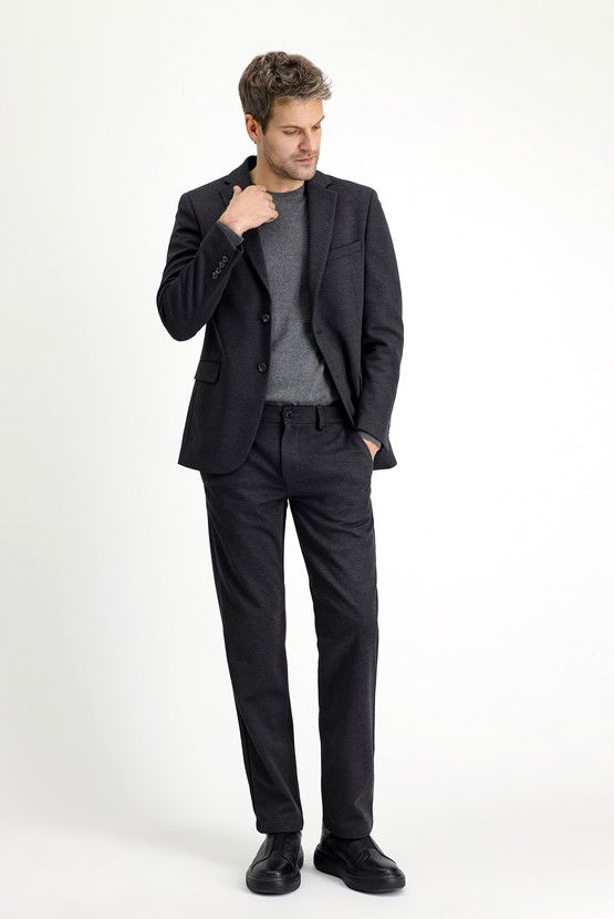 Erkek Giyim - Slim Fit Dar Kesim Likralı Örme Klasik Kumaş Pantolon