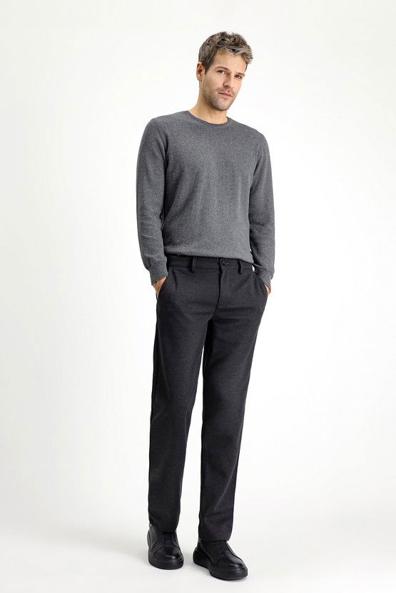 Erkek Giyim - Slim Fit Dar Kesim Likralı Örme Klasik Kumaş Pantolon