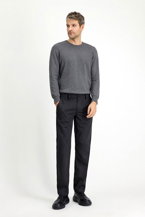 Erkek Giyim - Slim Fit Dar Kesim Likralı Örme Klasik Kumaş Pantolon