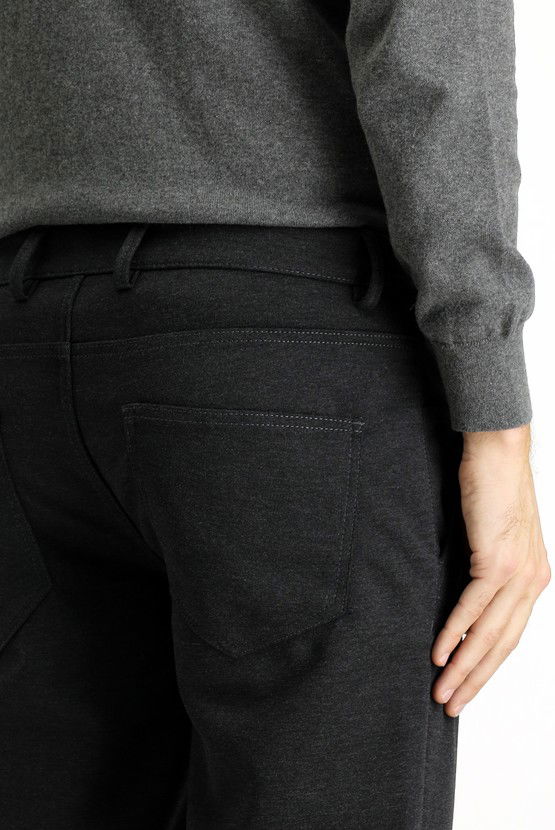 Erkek Giyim - Slim Fit Dar Kesim Likralı Örme Klasik Kumaş Pantolon