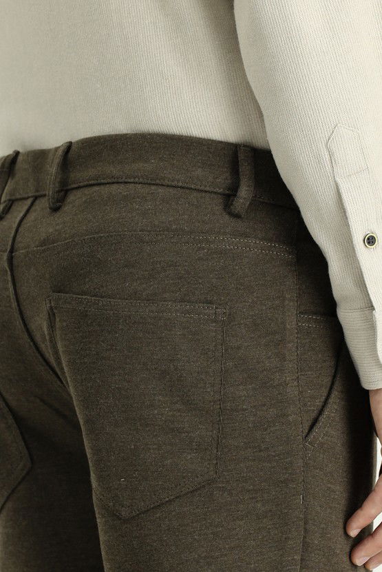 Erkek Giyim - Slim Fit Dar Kesim Likralı Örme Klasik Kumaş Pantolon