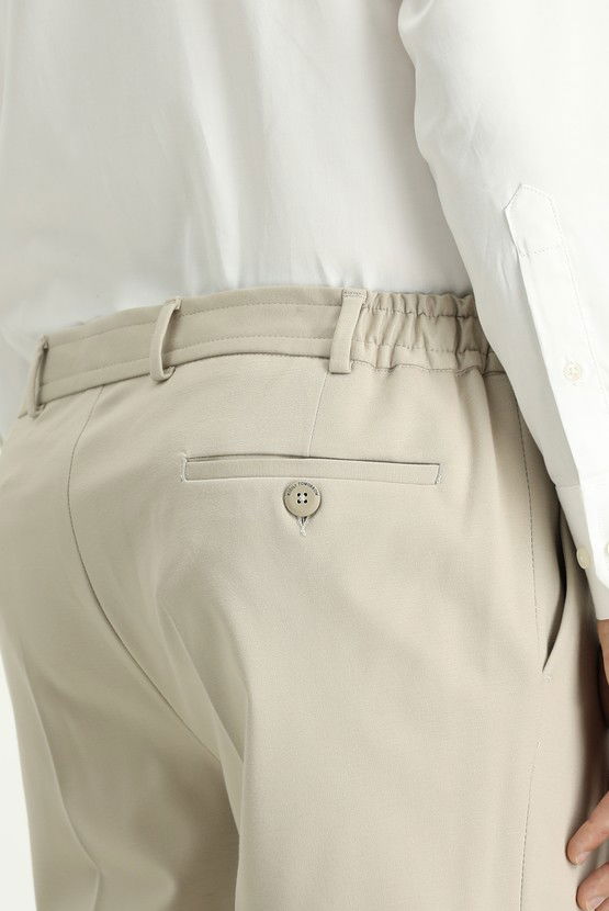 Erkek Giyim - Techno-Line Slim Fit Dar Kesim Likralı Örme Klasik Kumaş Pantolon