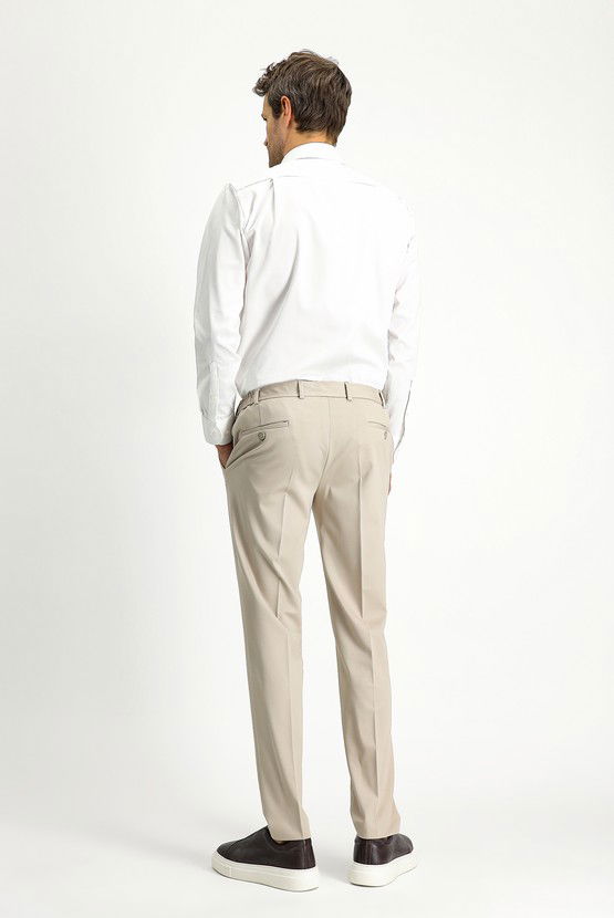 Erkek Giyim - Techno-Line Slim Fit Dar Kesim Likralı Örme Klasik Kumaş Pantolon