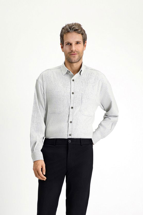 Erkek Giyim - Uzun Kol Oversize Pamuklu Oduncu Gömlek