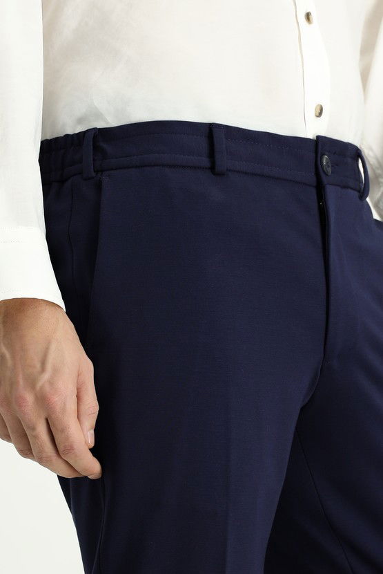 Erkek Giyim - Techno-Line Slim Fit Dar Kesim Likralı Örme Klasik Kumaş Pantolon
