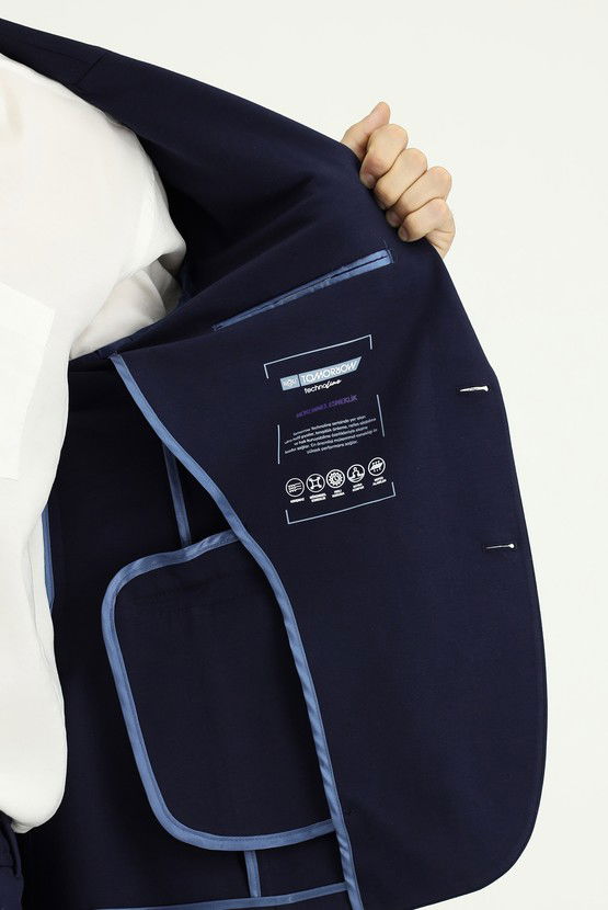 Erkek Giyim - Techno-Line Slim Fit Dar Kesim Likralı Örme Klasik Kumaş Pantolon